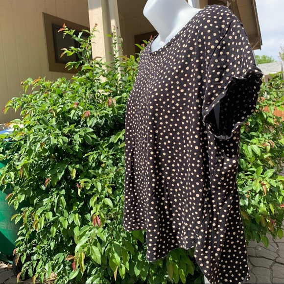 H&M Black & Tan Polk-a-Dot Short Sleeve Top | S-M - Picture 5 of 6